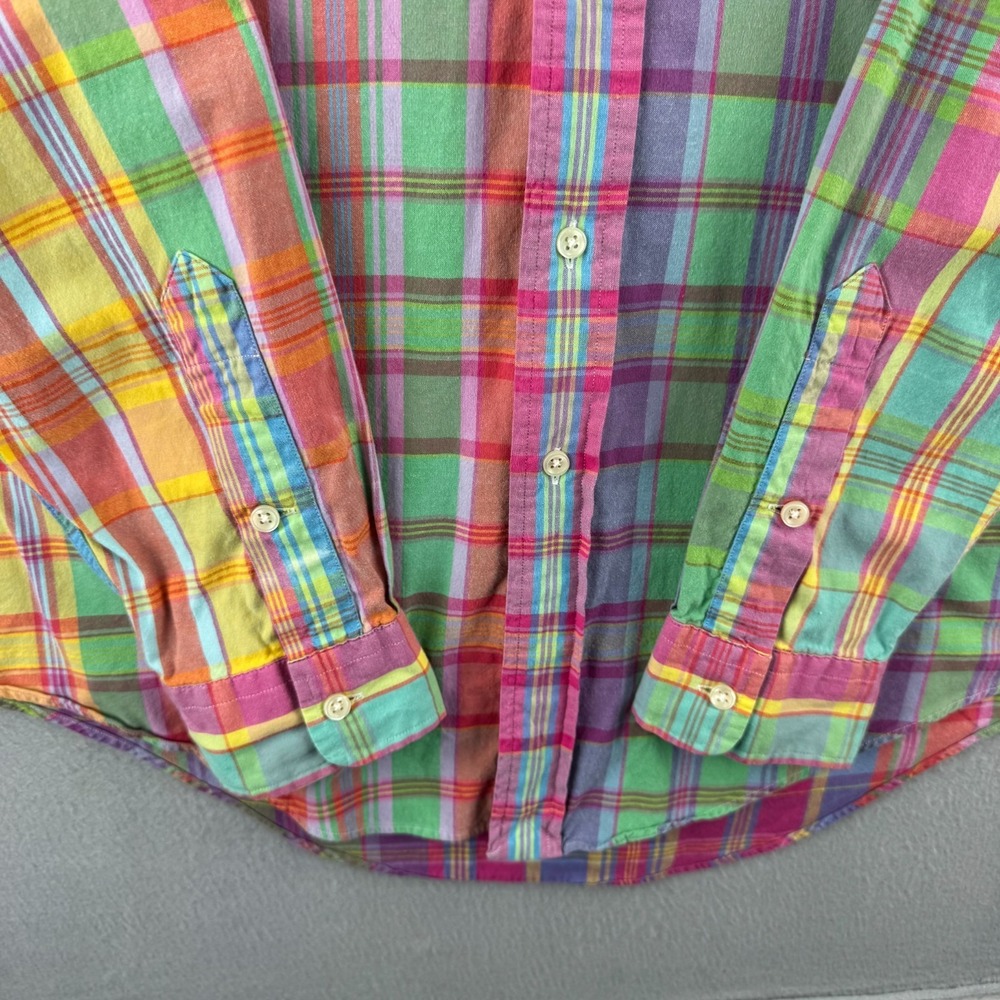 Polo Ralph Lauren Shirt Mens Large Trim Military Plaid Button Up Epaulettes - Picture 5 of 14